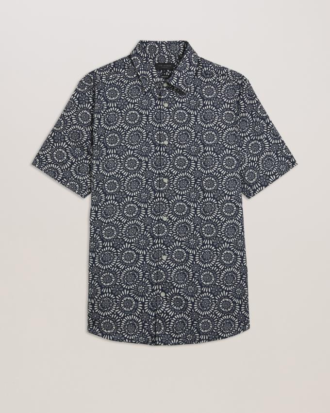 Chemises Ted Baker Short Sleeve Bold Floral Print Bleu Marine Homme | TQM-28737602